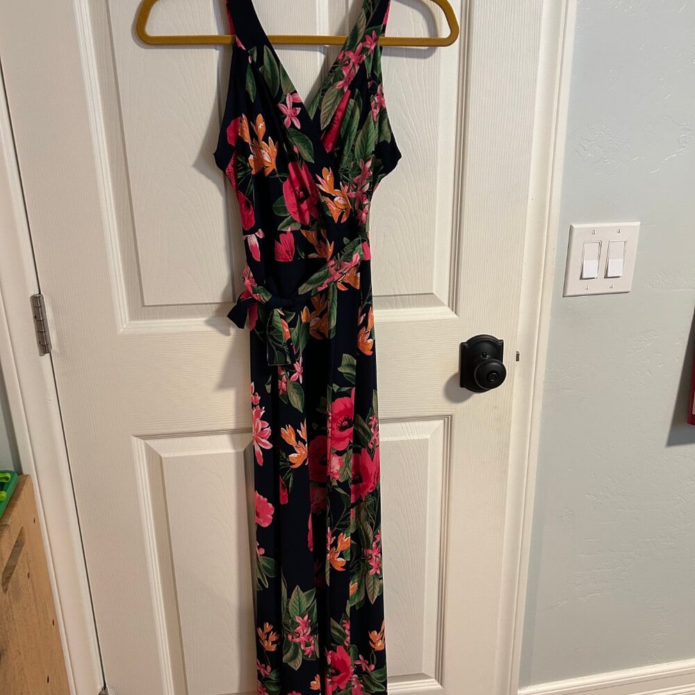 Floral V Neck Long Dress